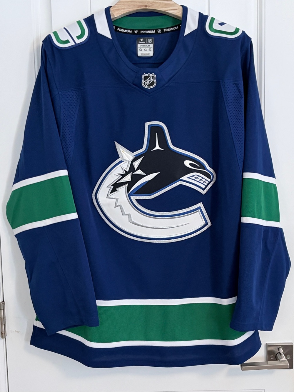 Authentic Fanatics Vancouver Canucks Blue Orca Premium Jersey Size 54 XL